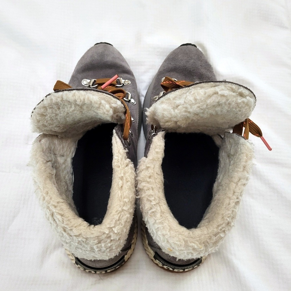 Sorel Out 'N About III Quarry Gray Conquest Suede Waterproof Faux Fur Boots 9.5 - Picture 6 of 11